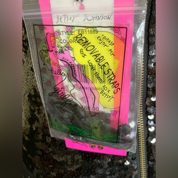 Betsey Johnson Black Sequin Dress Size 6 Fits Size 4 Strapless or with Straps - Picture 9 of 16